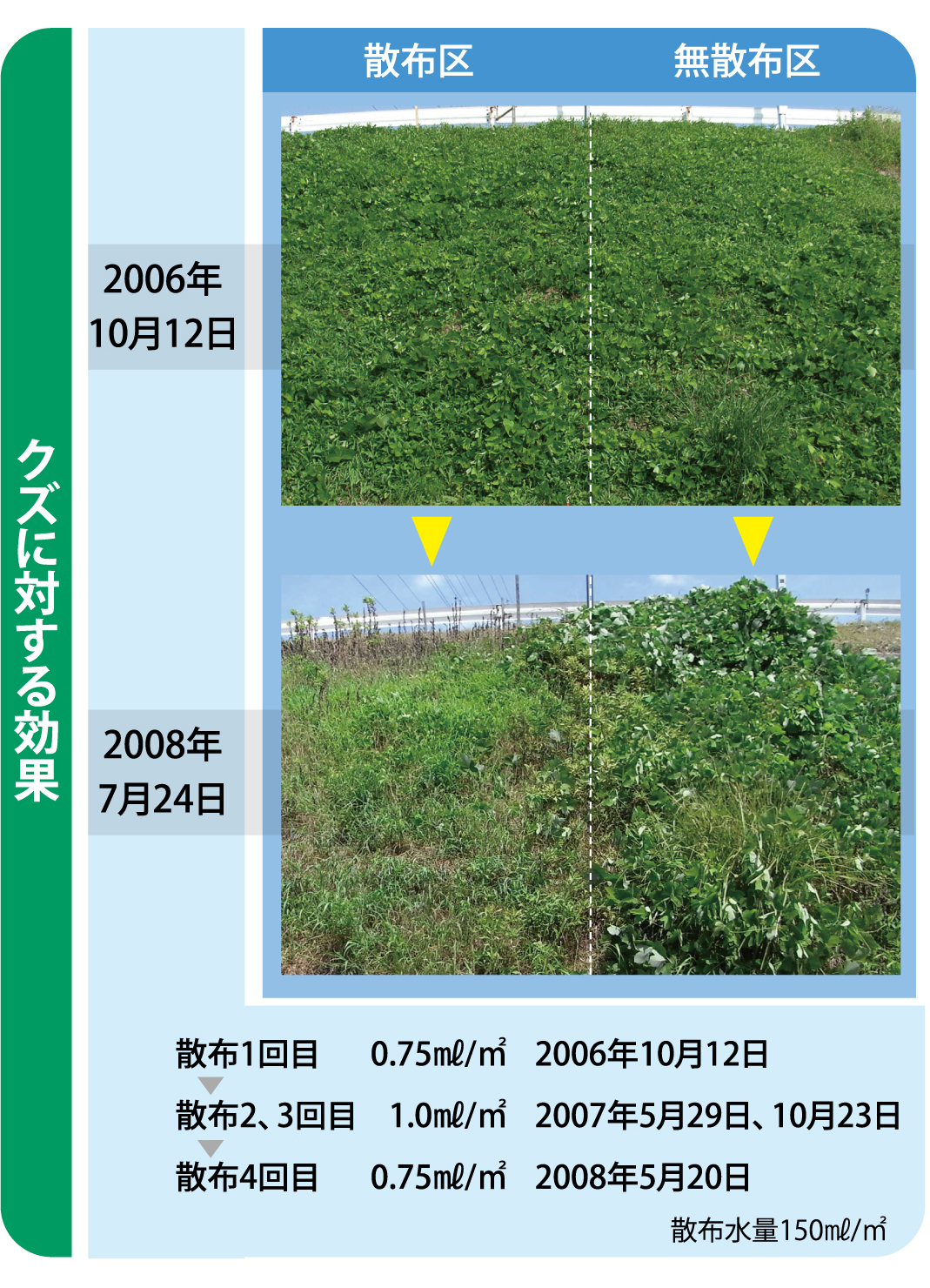 薬剤散布の経過（クズに対する効果）